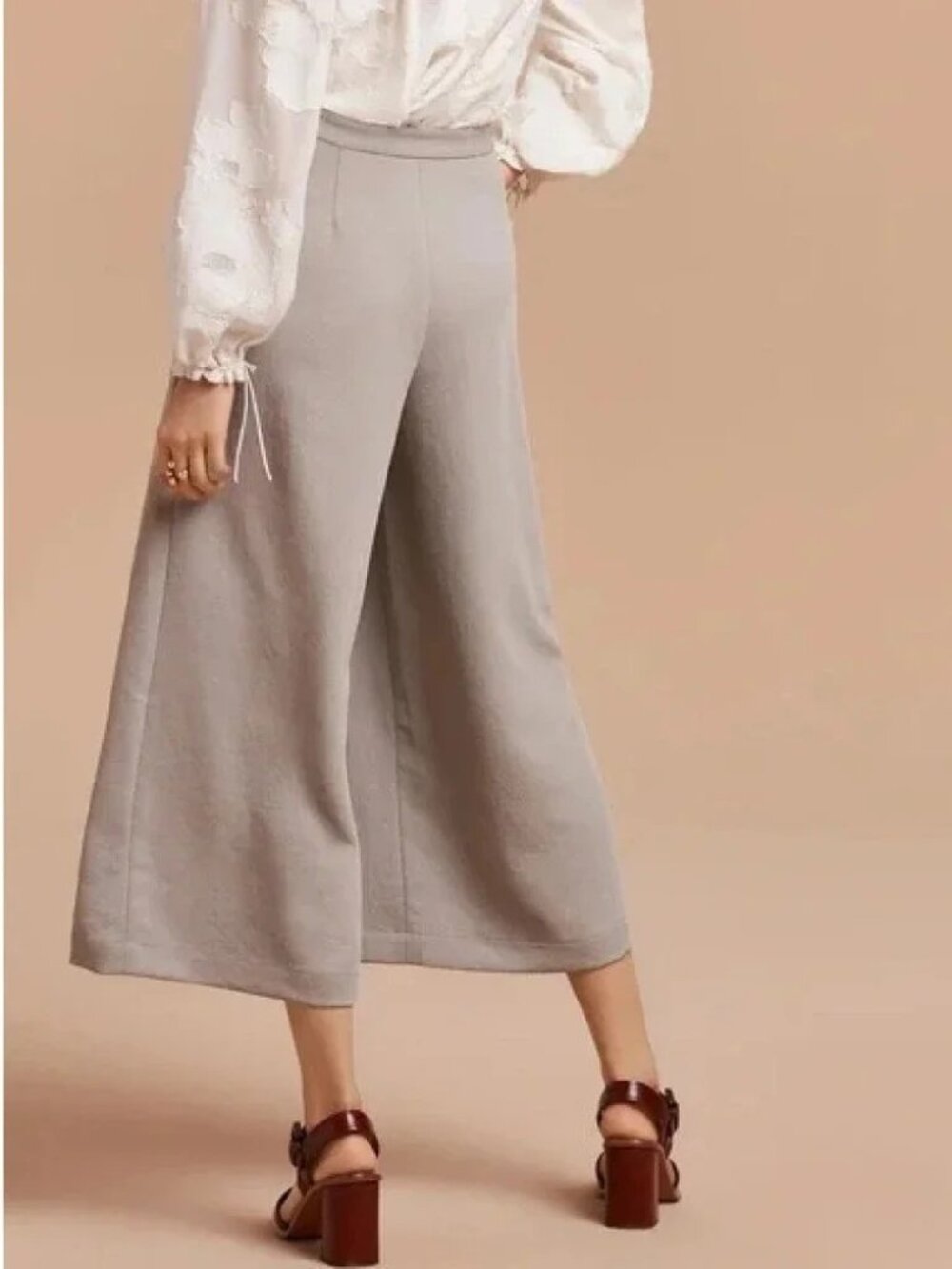Wilfred Taupe Wide Leg Cropped Culotte Pant